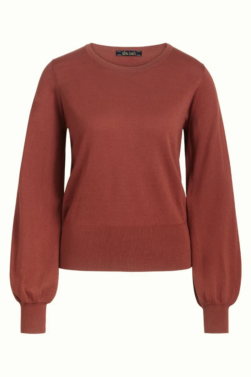 Trui van biologisch katoen | King Louie bell top cottonclub henna red
