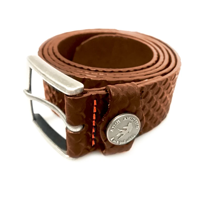 A Fish Named Fred Tan Belt Fish Pattern Cognac