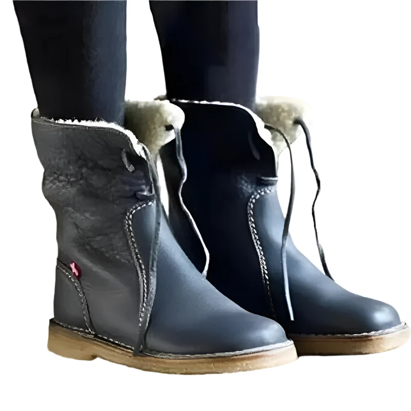 Dames Winterlaarzen Waterdicht Leerstijl met Zachte Voering en Stevige Zool