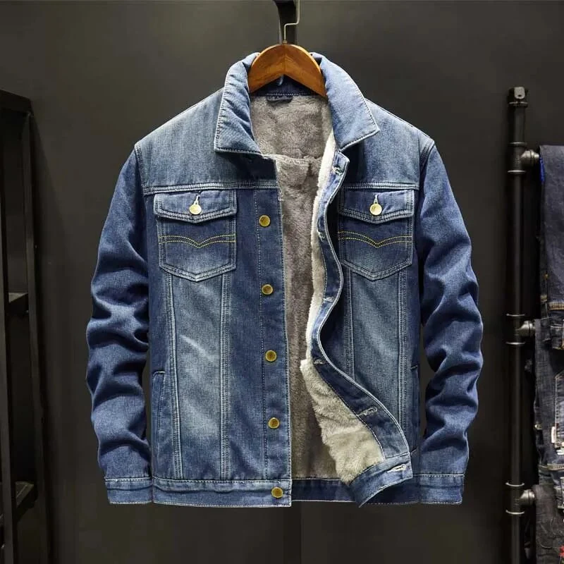 Heren Denim Jas Met Fleece Voering
