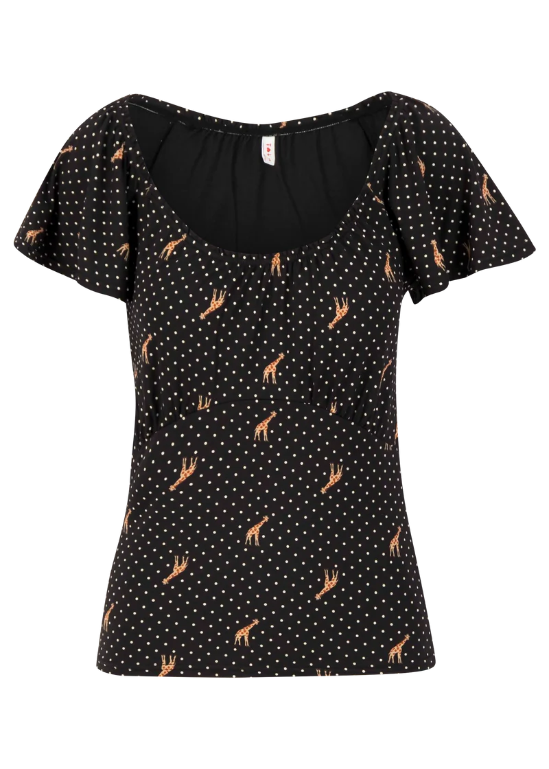 Zwarte top met giraffenprint | Blutsgeschwister new romance shirt dots of desert