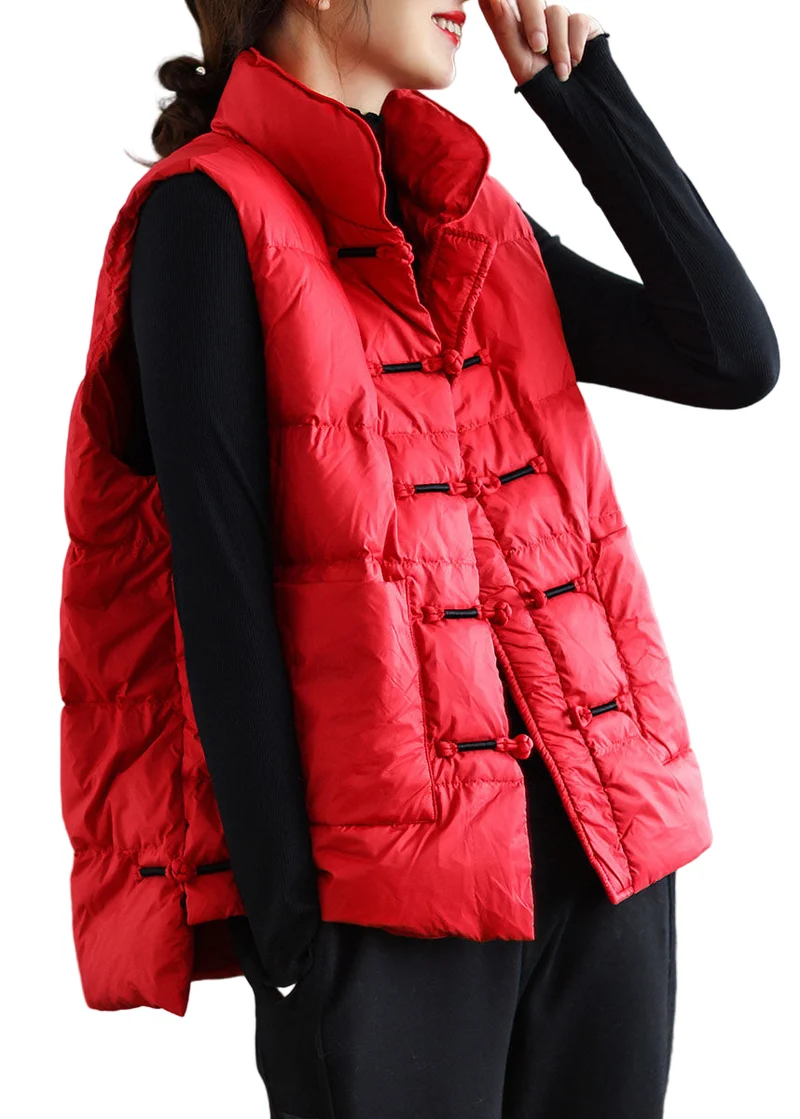 Dames Winter Puffer Vest met Staande Kraag en Zakjes