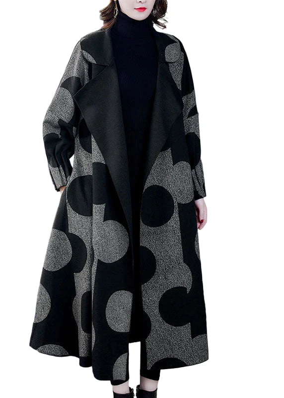 Dames Lange Mouwen Losse Jas met Patchwork en Dots