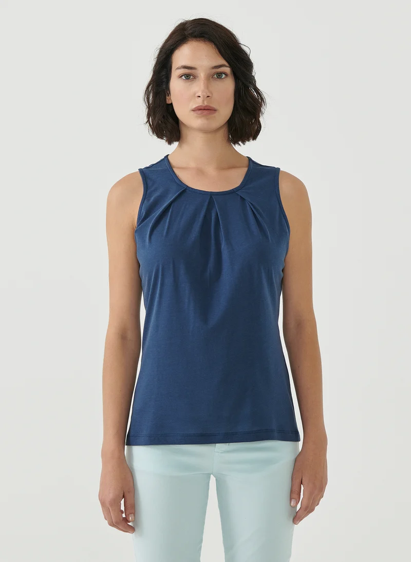 Mouwloze blauw top | Organication top navy