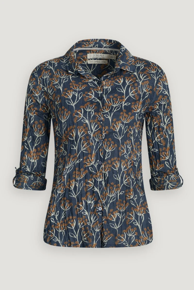 Kreukelblouse met bloemenprint | Seasalt Cornwall Larissa shirt brushed seed heads dusk