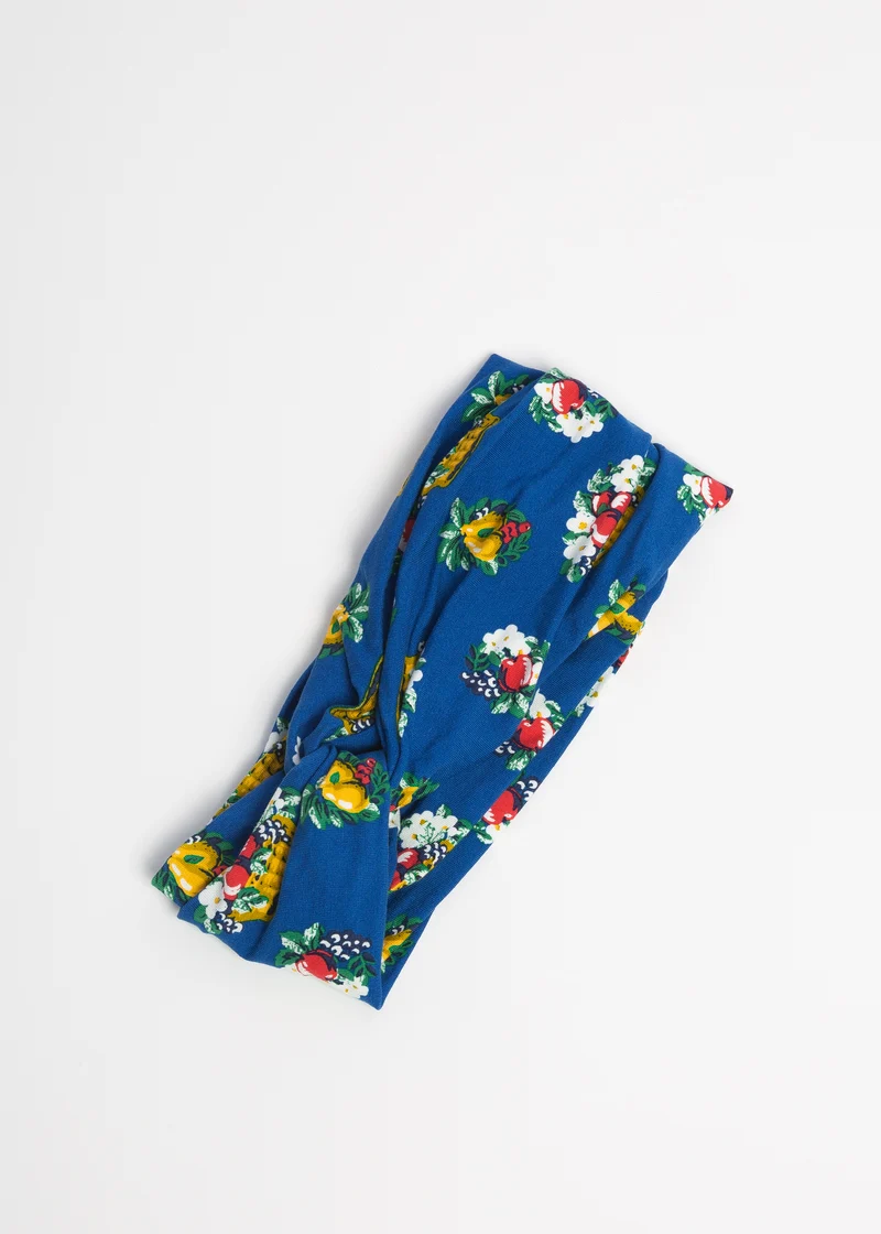 Blauwe haarband | Blutsgeschwister knot of knowledge hairwrap appel en peren