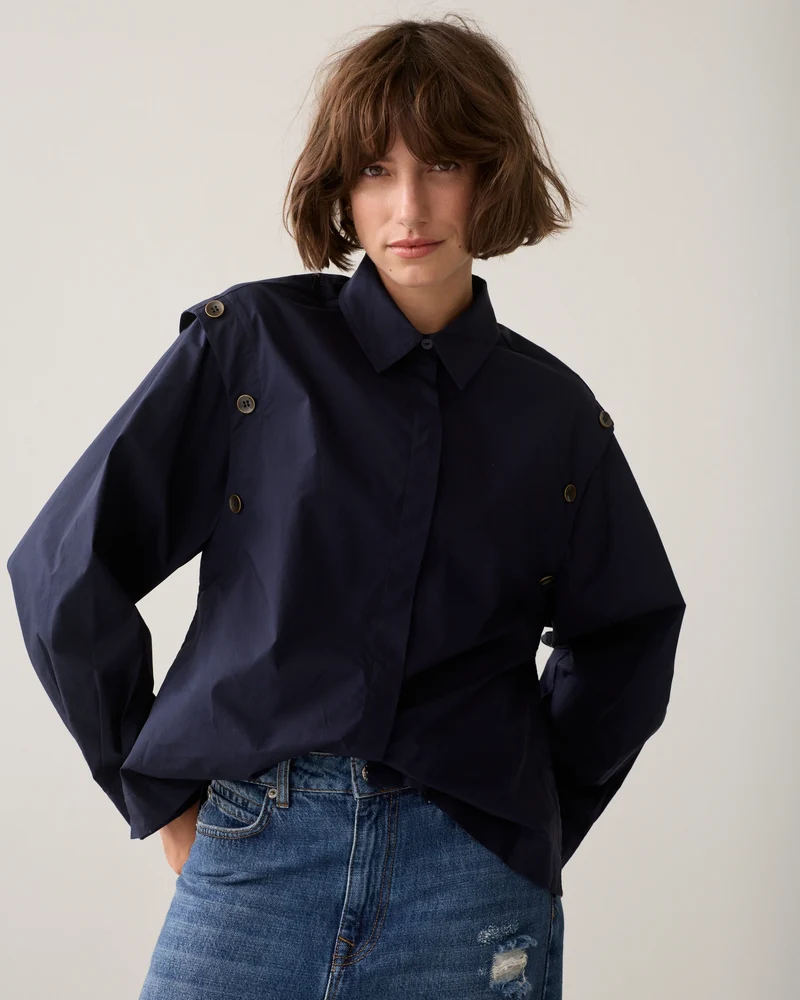 Summum Blouse Crispy Poplin - Blauw