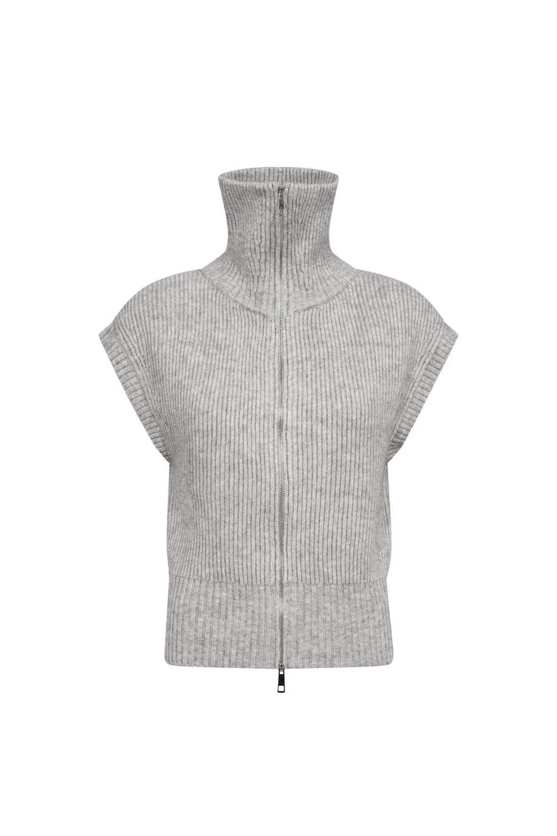 Co´Couture - Rowcc Zip Knit Vest 500028 - 65006 - Grey Melange