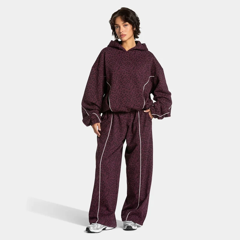 Léoni Wild | Luipaard Loungeset Dames met Hoodie en Wijde Broek