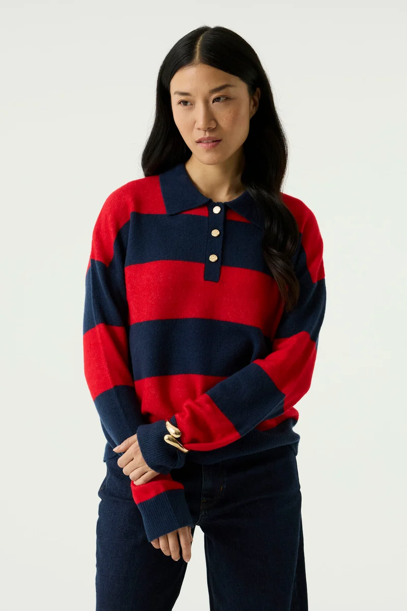 Garcia, Dames, Polo Sweater, Sapphire Mist