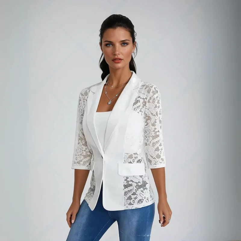 Dames Blazer Fitted Kant Elegant