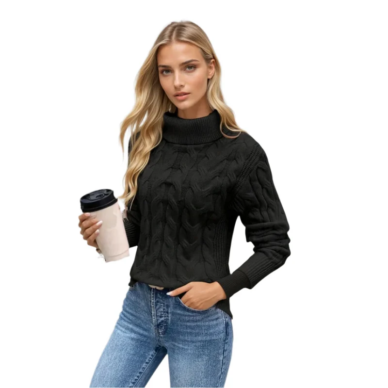 Dames Turtleneck Trui Kabelbrei Ontwerp