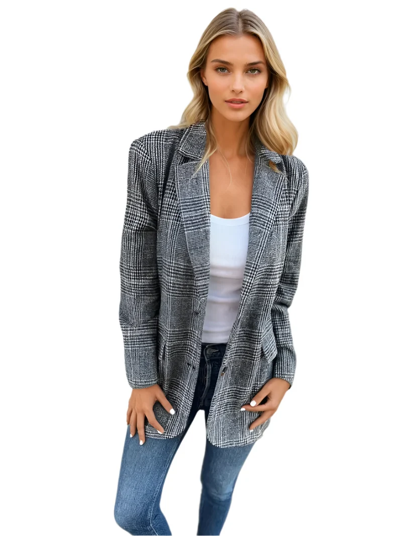 Dames Blazer Met Ruitpatroon Voorjaar Stijlvol