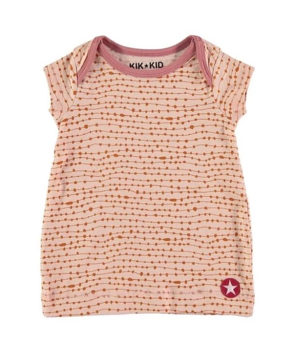 Kik Kid Dress Dot Print Jersey Coral Pink Orange