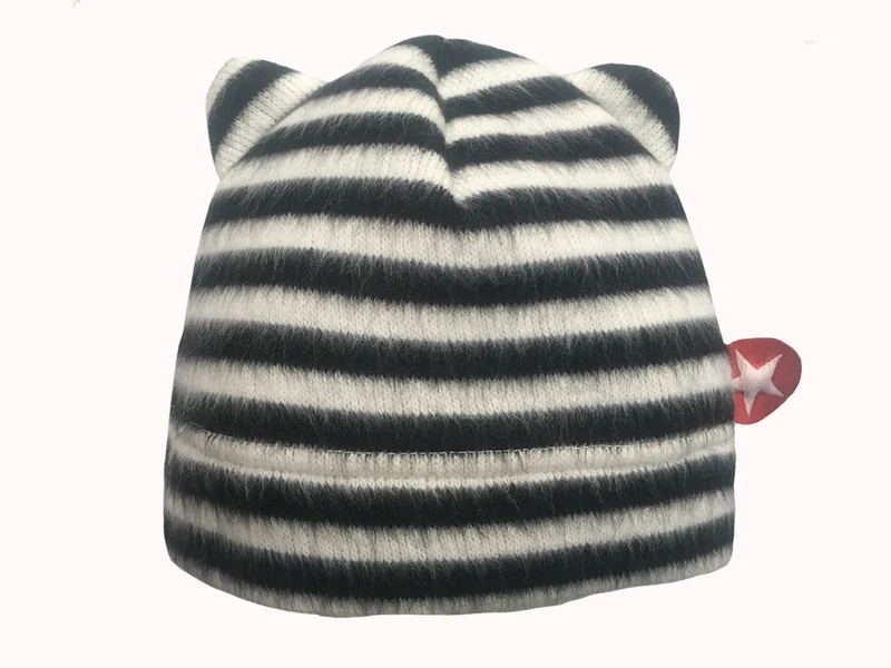 Kik Kid Hat Cat Fleece White Black