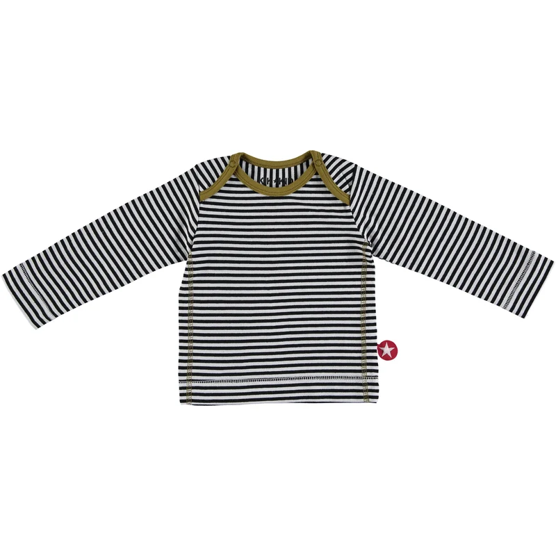 Kik Kid Organic Cotton T-Shirt Stripe Yarn Dyed Black