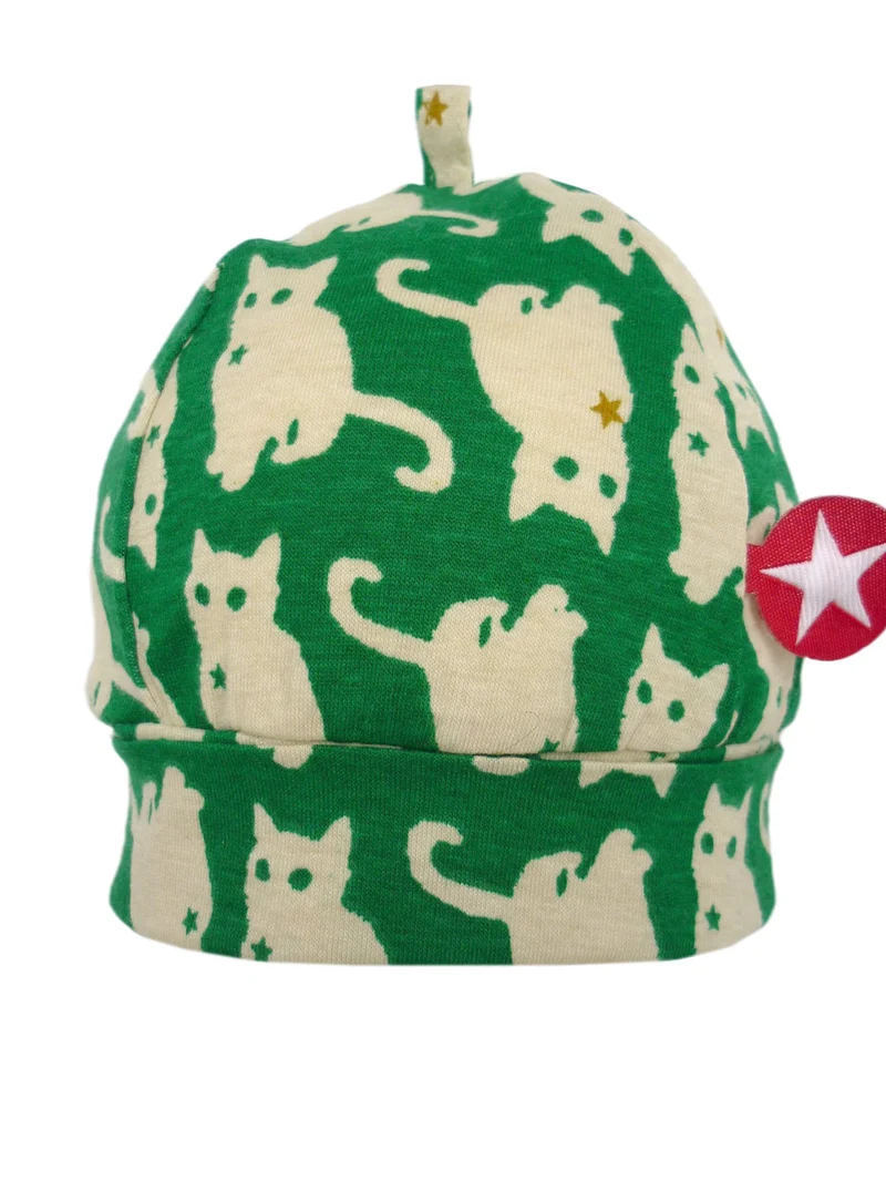 Kik Kid Hat Kelkje Cat Print Dark Green