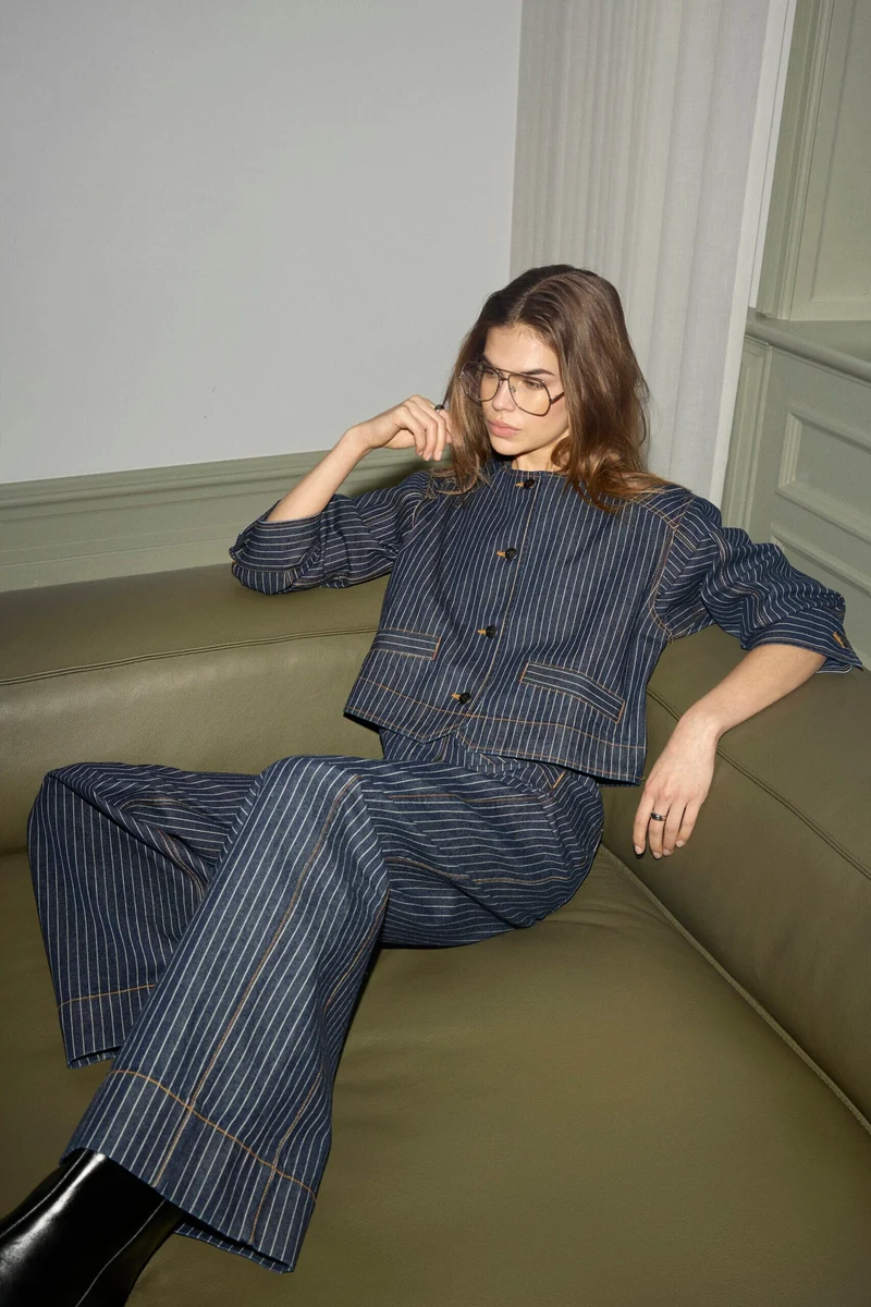 Co´Couture - Siggacc Stripe Jacket 500006 - 45001 - Denim Blue