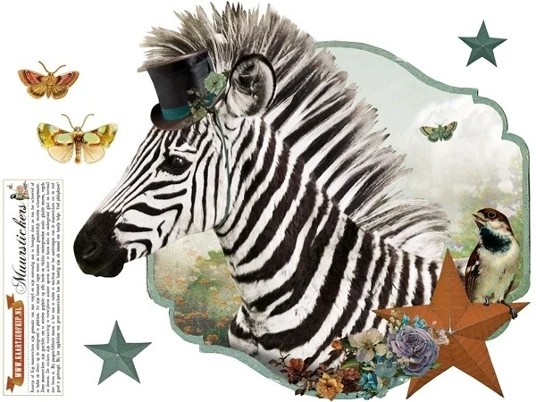 Kaartje Of Kip Muursticker Zebra