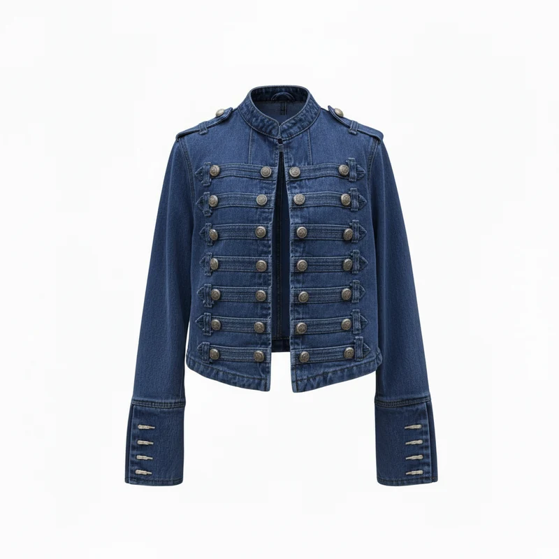 Velisse | Military denim jacket met sierknopen