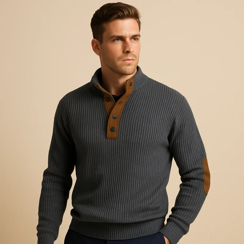 Casual geribd sweatshirt met kraag voor heren | Milan