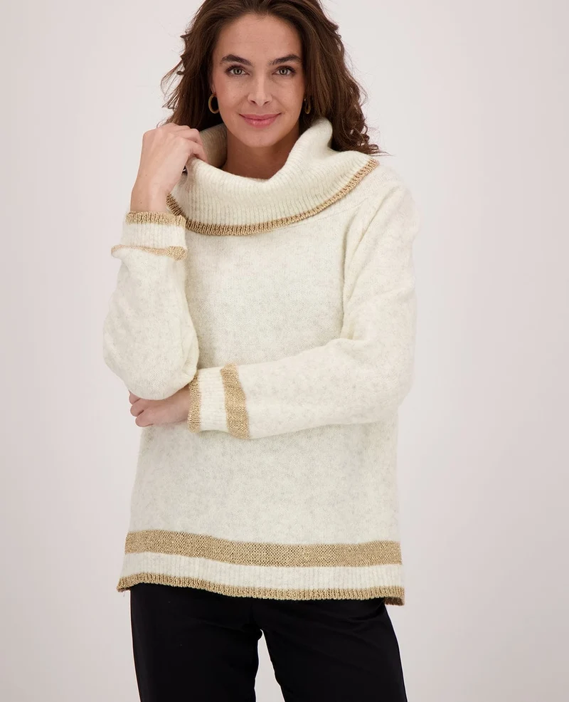 Pull Knitted | Ecru Melange/Gold