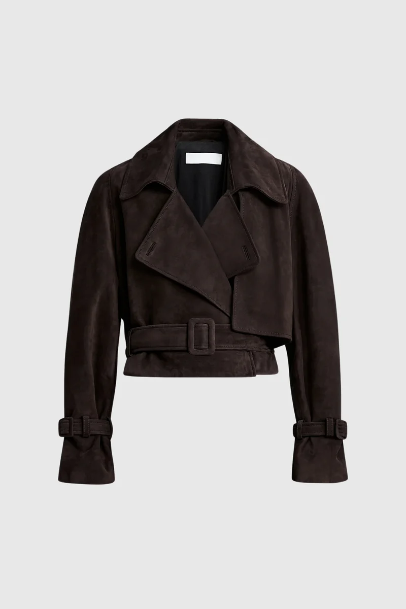 Avenza Cropped Jacket | Luxe Suède-Look & Tailleceintuur