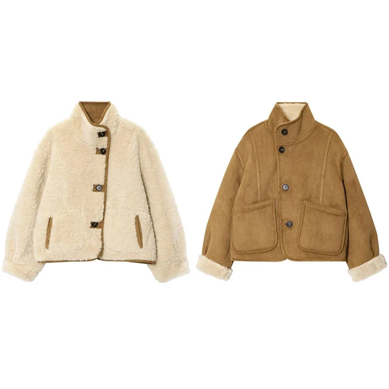 Marvella | Omkeerbare Shearling Jas met Knopen & Luxe Look