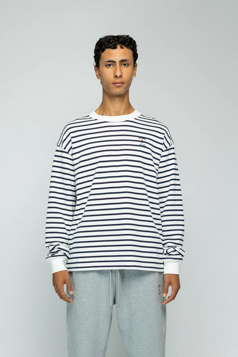 STRANGER SOCIETY SWEATER CREW LOGO LONGSLEEVE ZWART WIT