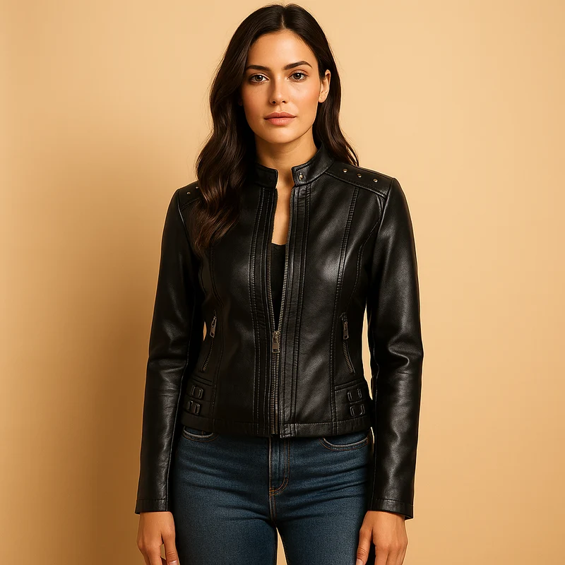 Bikerjack voor dames met moderne details | Anouk