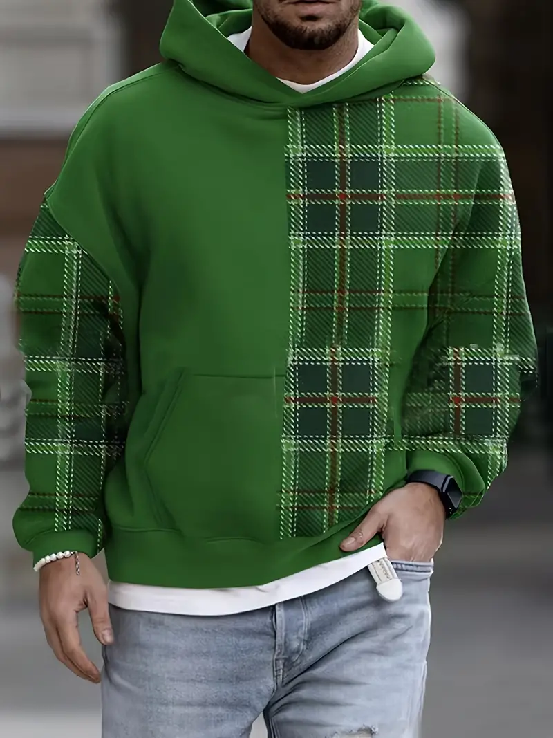 Mannen Hoodie Geruit Casual Katoenmix