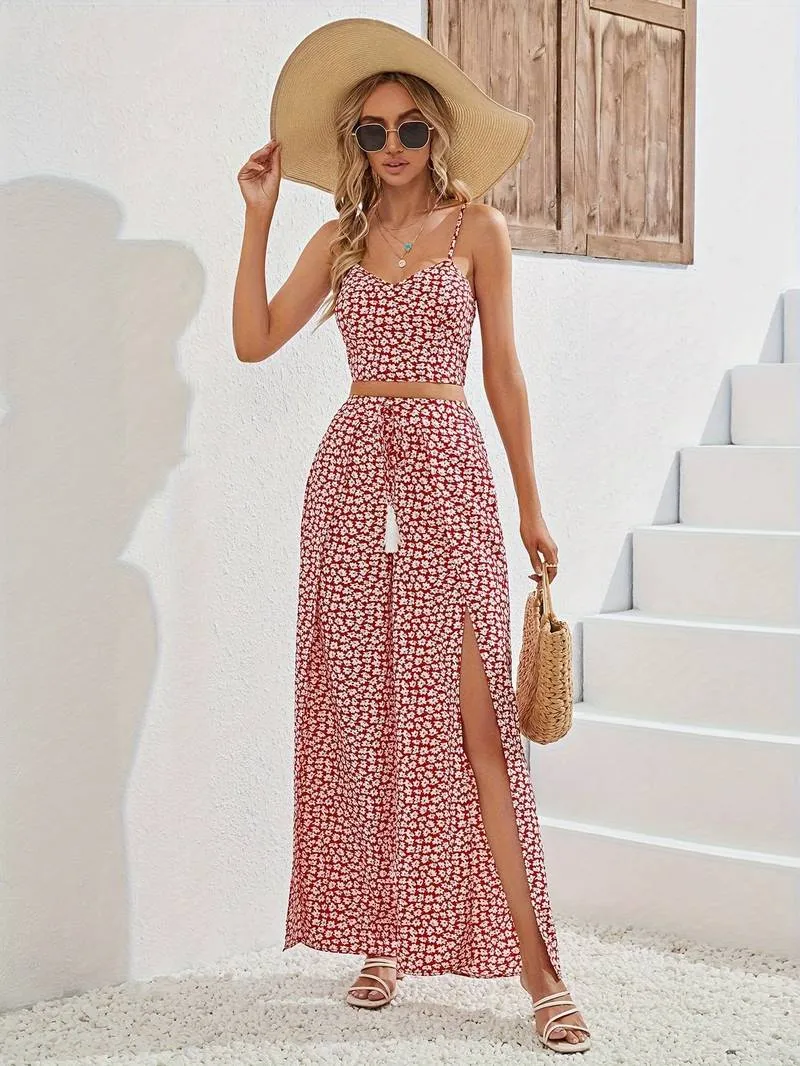 Dames Two Piece Set Bloemdruk Comfy Losse Pasvorm Hoogwaardige Stof