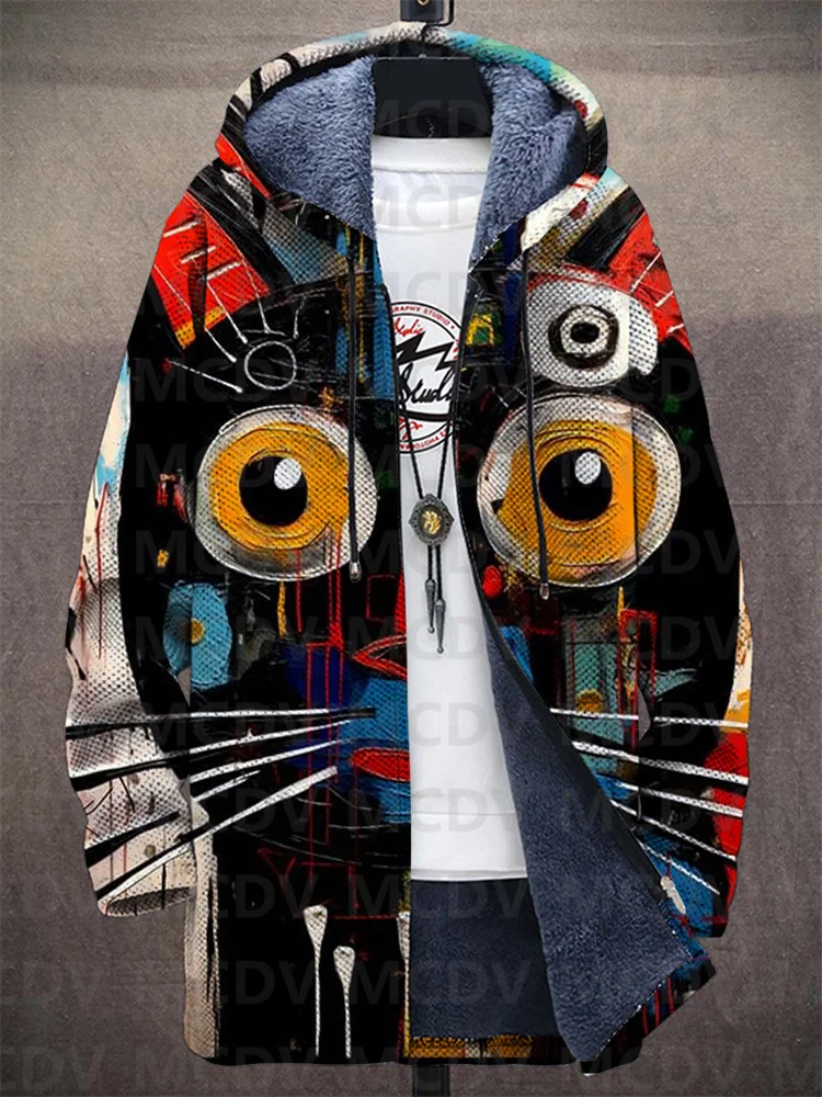 Dames Jas Casual Met Kattenpatroon Zachte Ademende Stof