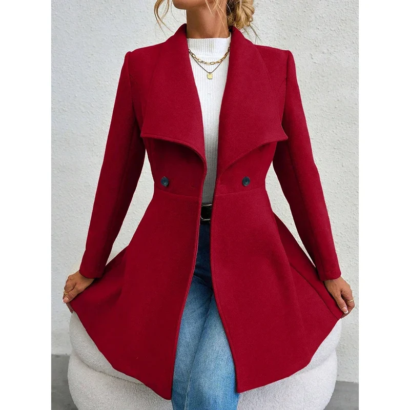 Lange Dames Jas Elegant Taille Gesneden Winter