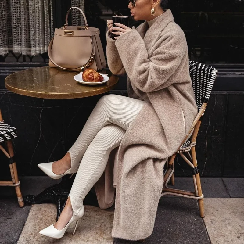 Dames Lange Fleecejas Elegant Oversized Polyester