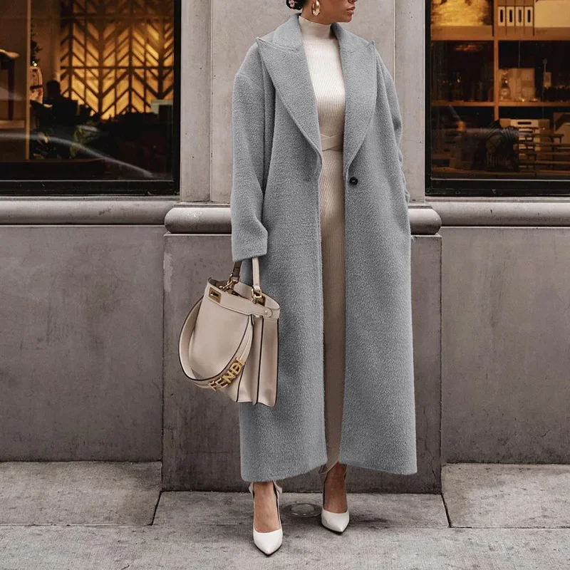 Dames Lange Fleecejas Elegant Oversized Polyester