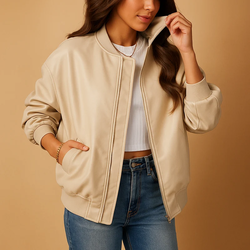 Lange jas in baseballstijl voor dames | Yara
