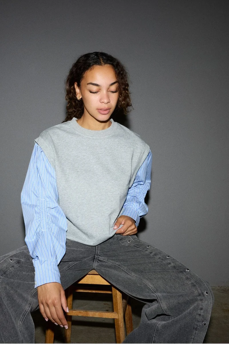Co´Couture - Sabinacc Mix Shirt Sweat 47010 - 138 - Light Grey