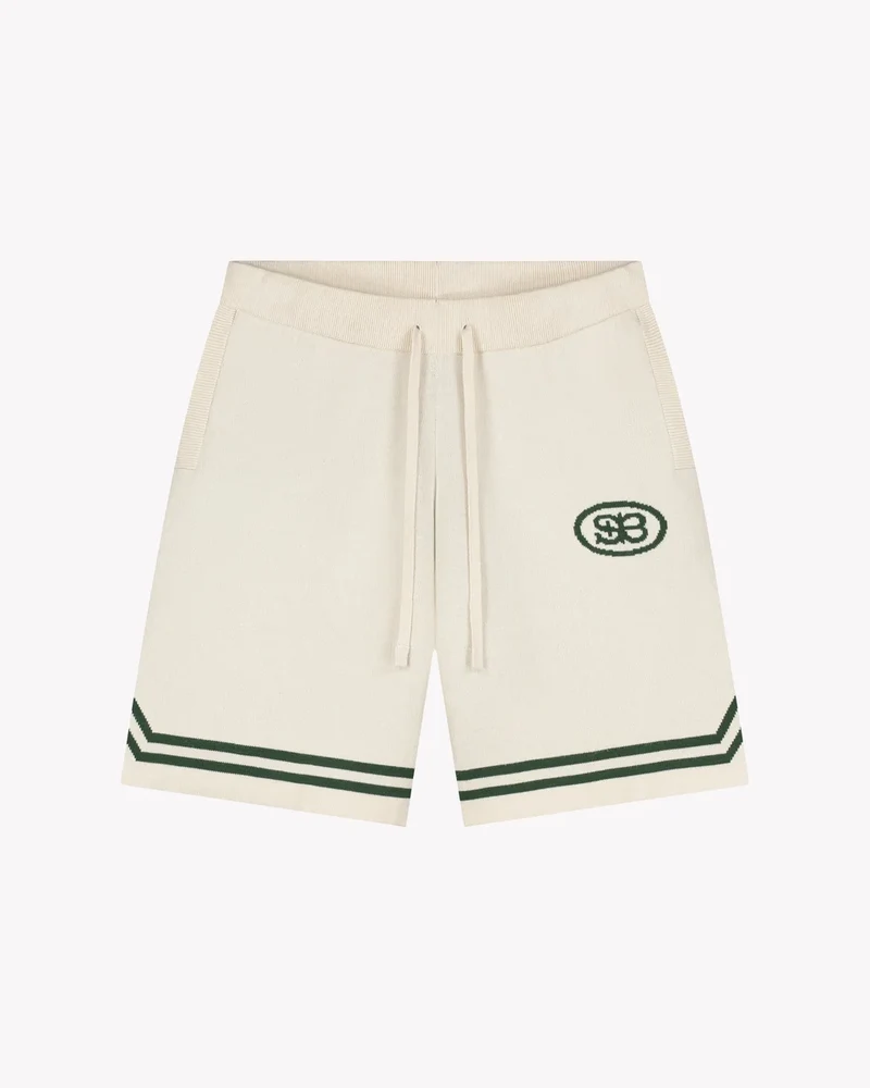 Saint Blanc SHORT KNITTED CREST POLO SHORT WIT - GROEN