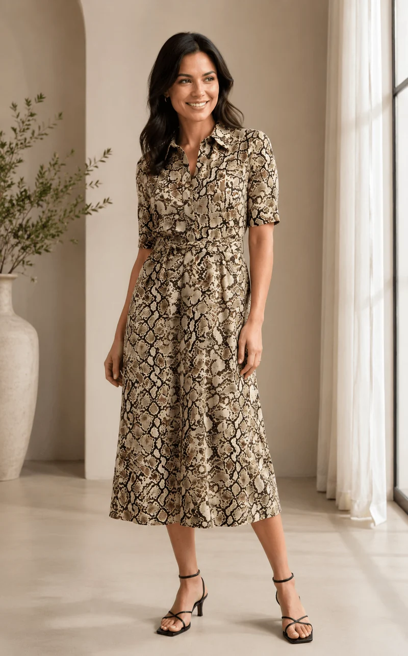 Lady Day Dress, URSELLA, Snake print