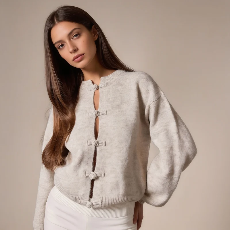 Amélie | Gebreid Vest met Knoopsluiting