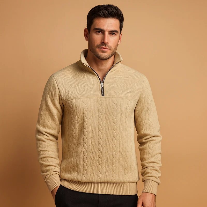 Pullover met kwart rits en relaxed fit voor heren | Ruben