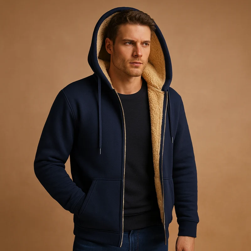 Fleece trui met bontvoering voor heren | Dirk