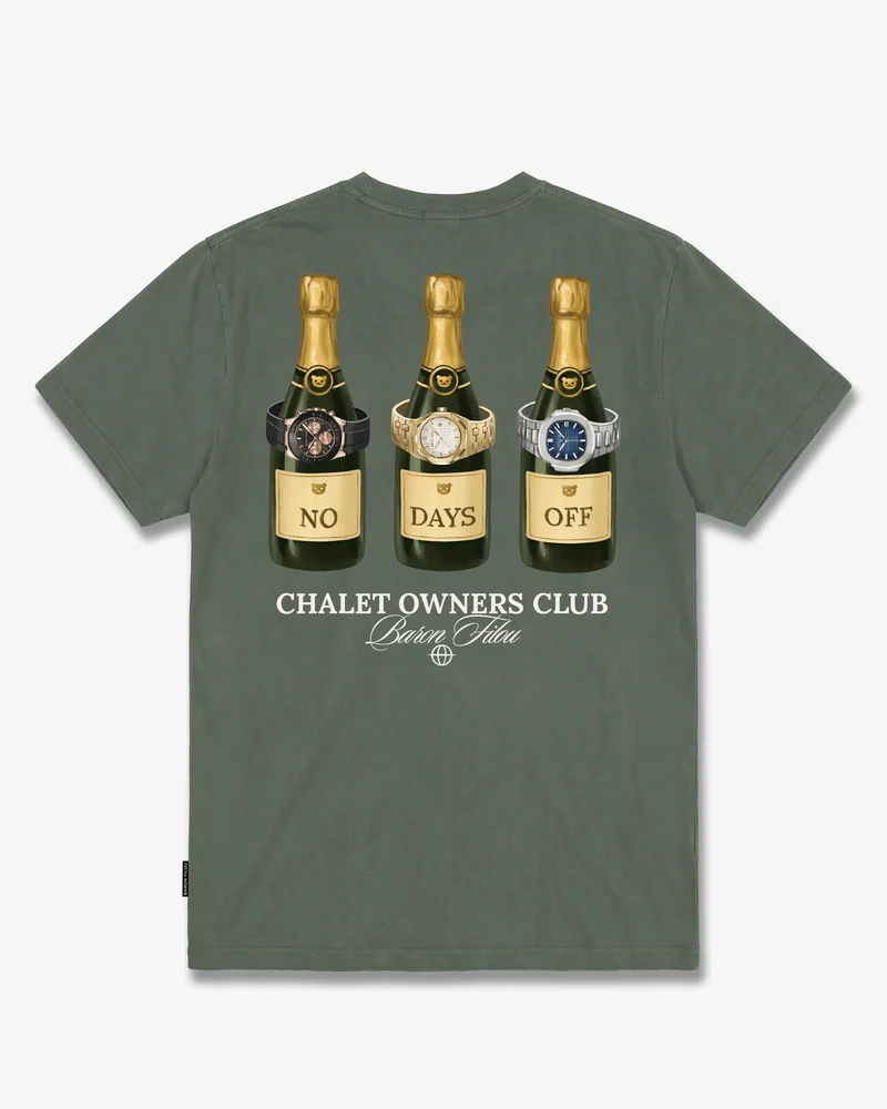 BARON FILOU T-SHIRT OVERSIZED BACKPRINT BOTTLES AND WATCHES GROEN