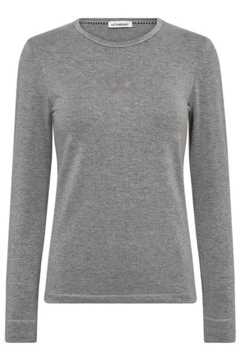 Co´Couture - Mannycc Lurex Emb L/S Tee 33210 - 930 - Silver
