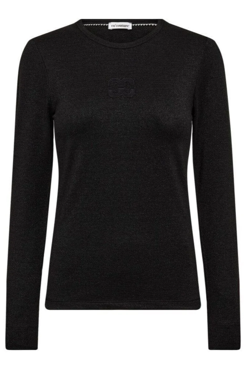 Co´Couture - Mannycc Lurex Emb L/S Tee 33210 - 96 - Black