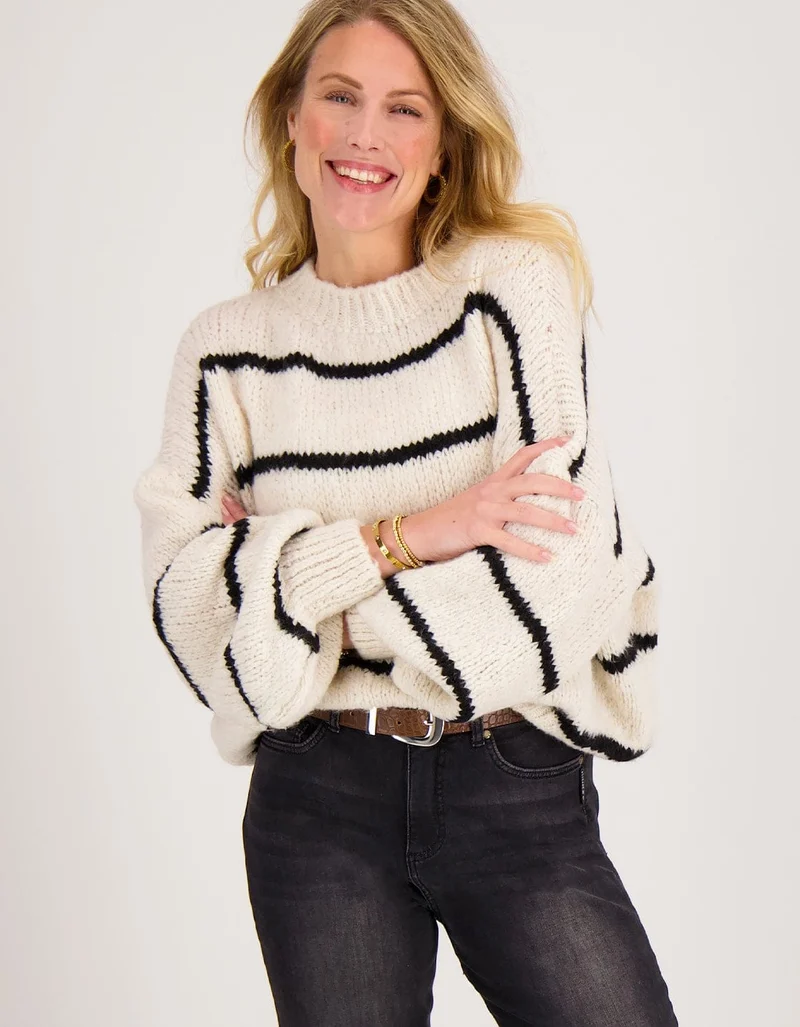 Pull Stripe | Beige/Zwart