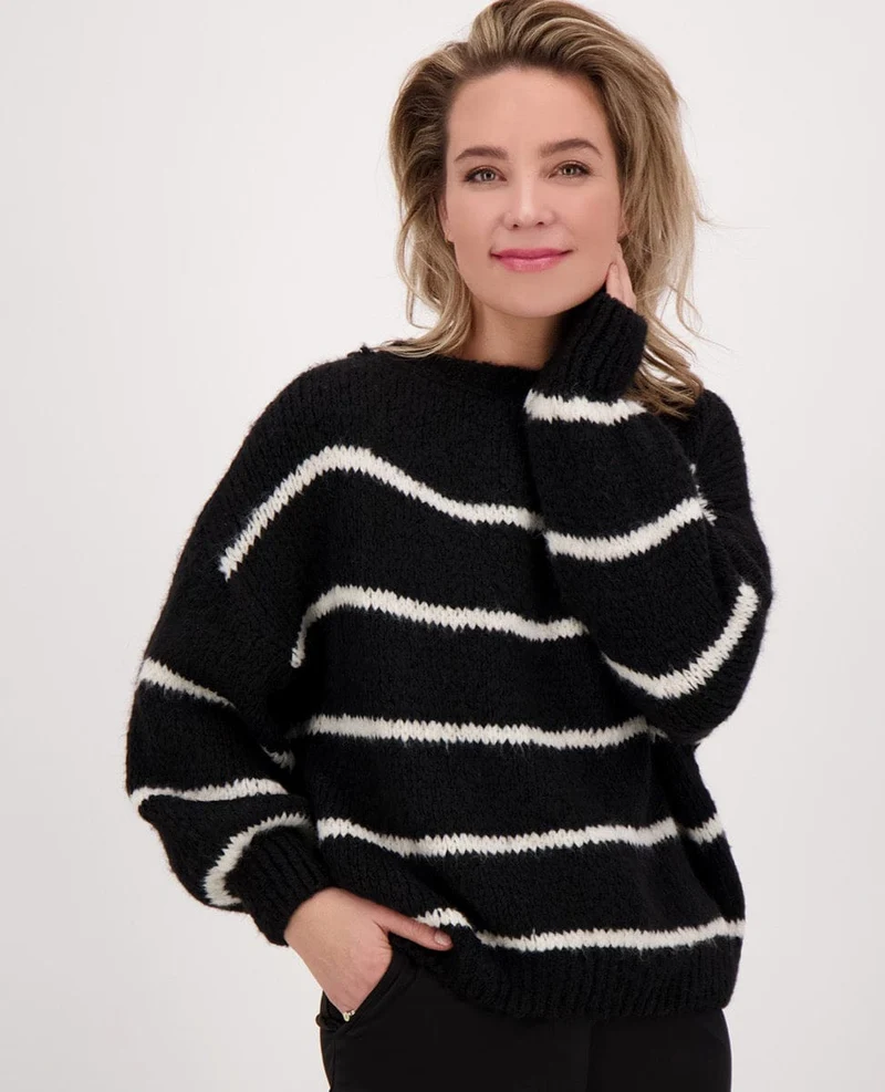 Pull Stripe | Zwart / Beige