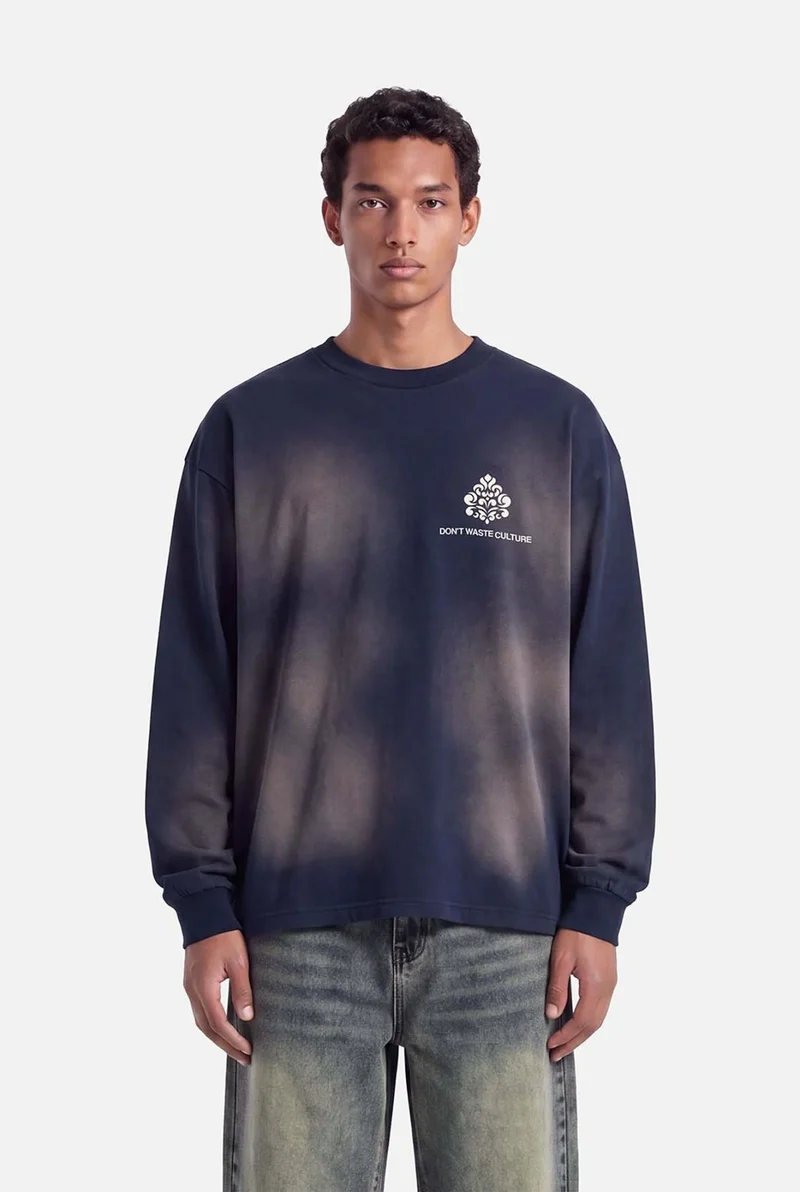 DONT WASTE CULTURE T-SHIRT FADE LONG SLEEVE BLAUW