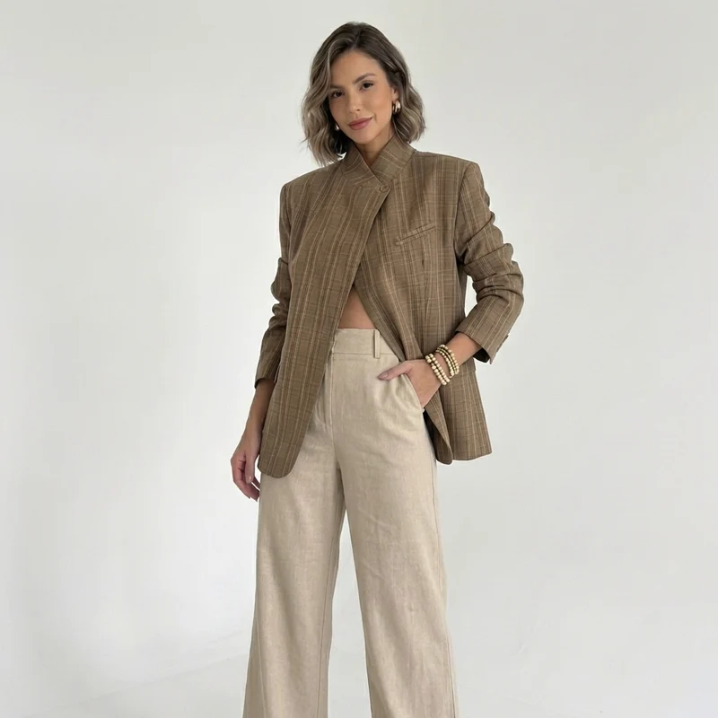 Serenelle | Elegante Blazer met Subtiele Ruit & Moderne Snit